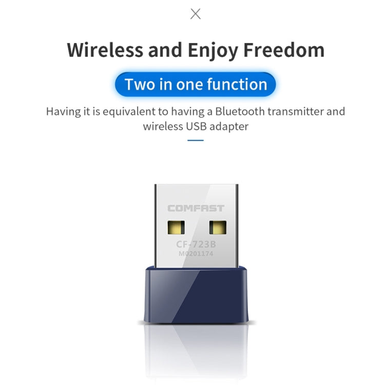 COMFAST CF-723B Mini 2 in 1 USB Bluetooth WiFi Adapter 150Mbps Wireless Network Card Receiver, CF-723B COMFAST CF-723B Mini 2 in 1 USB Bluetooth WiFi Adapter 150Mbps Wireless Network Card Receiver, CF-723B